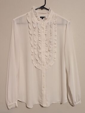 Ann Taylor Ruffle Button Down Blouse